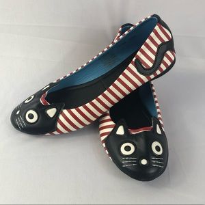 TUK Striped Kitty Cat Flats ModCloth Size 9